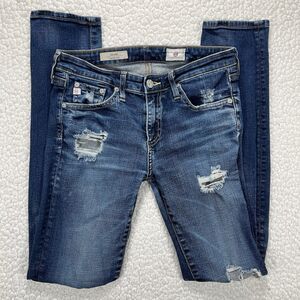 AG Adriano Goldschmied Jeans The Stilt Cigarette Leg Women’s 26R Distressed‎